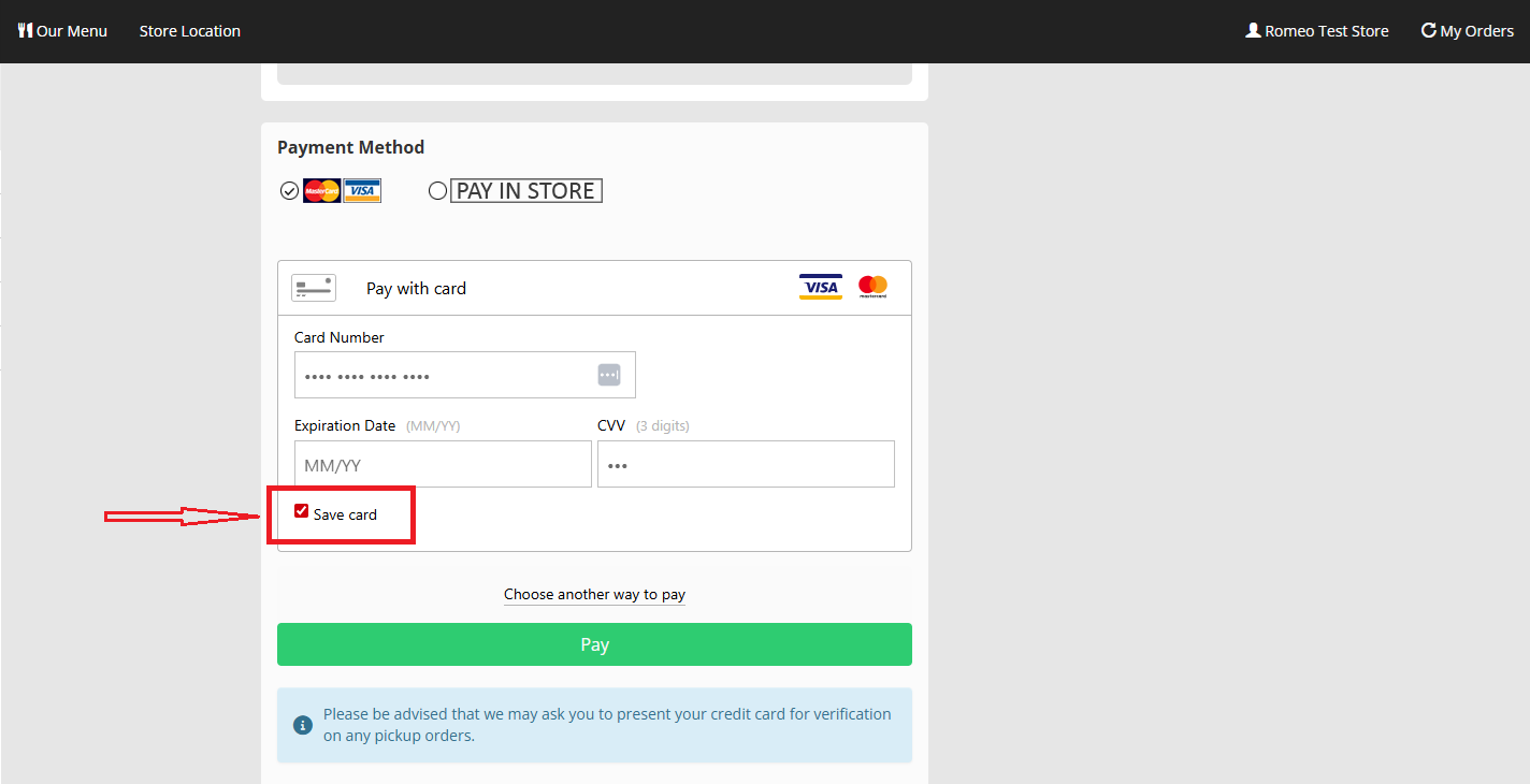 How to Manage Payment Methods on My Account Page (Online Ordering)
