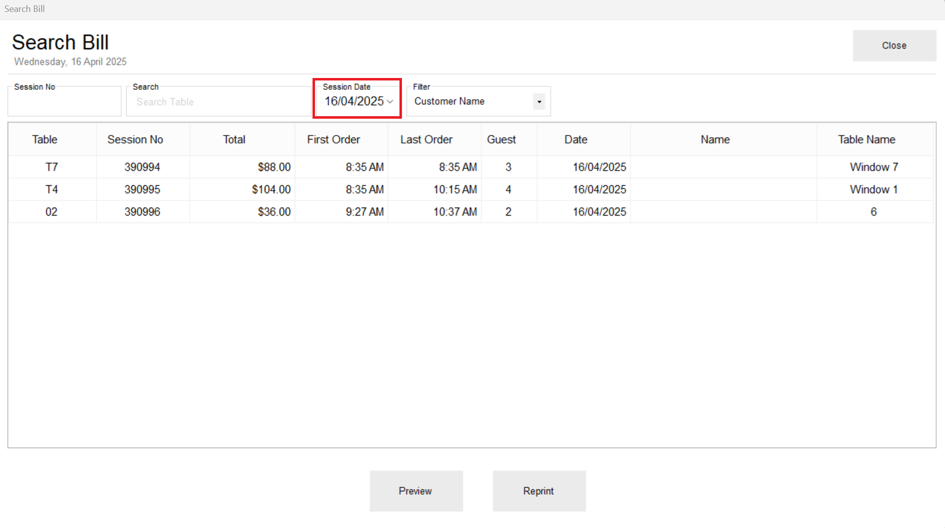 How to Reprint a Table Bill (Restaurant Module)