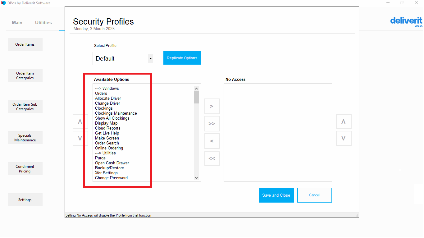 Managing Security Profiles in DPos.