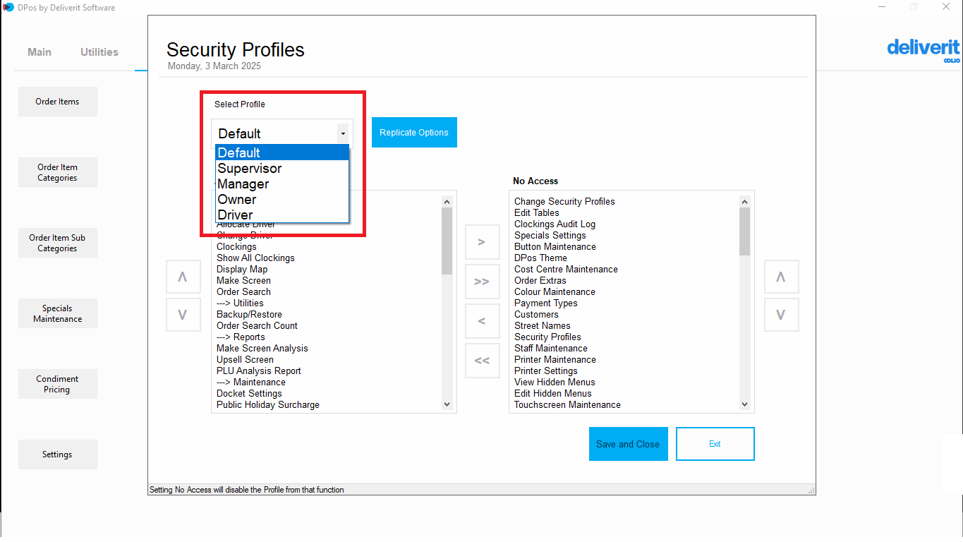 Managing Security Profiles in DPos.
